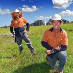 Clint Menzies and Mitch Jackson working on the new Maroochydore CBD site.
